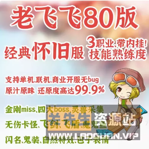 《老飞飞》80级怀旧版带GM后台一键端怀旧Q版网游单机 - 关先生资源站-关先生资源站